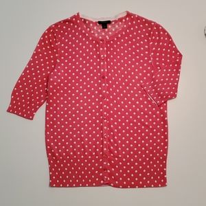 Ann Taylor Coral/White Short Sleeve Cardigan XS